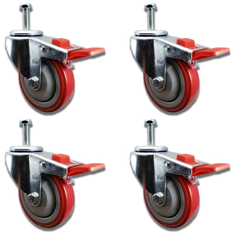 4 Swivel Stem Casters for Utility Carts - 4/Set