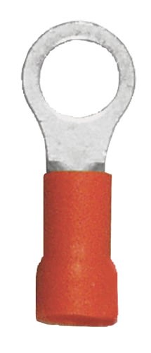 160101-100 PVC Insulated Ring Terminal 22-18 Gauge Red #4 Stud (100 Count)