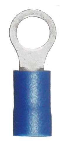 160605-100 PVC Insulated Ring Terminal 6 Gauge Blue 1/4" Stud (100 Count)
