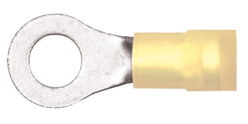 163403-100 Premium Nylon Double Crimp Ring Terminal #8 Stud 12-10 Gauge Yellow (100 Count)