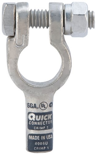 4006-005N QuickCable 6 GA Negative Straight Clamp Crimpable Battery Connector (5 Pack)