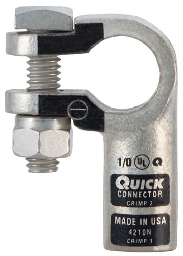 4210-050N QuickCable 1/0 GA Negative Left Elbow Clamp Crimpable Battery Connector (50 PCS)