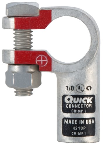 4220-050P QuickCable 2/0 GA Positive Left Elbow Clamp Crimpable Battery Connector (50 PCS)