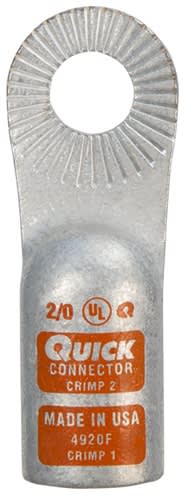 4920-050F QuickCable 2/0 GA 3/8" Stud Crimpable Locking Terminal (50 PCS)
