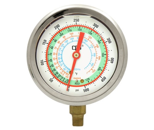 RGD3H CPS 3-1/8" (80mm) Hi Side Gauge For R-134a 22 404A PSI °F Oil Filled
