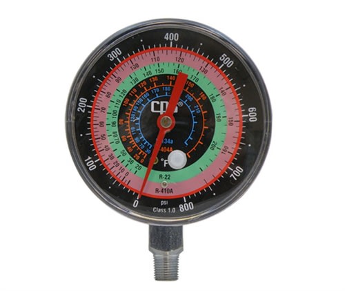 RGH4H CPS 3-1/8" (80mm) Hi Side Gauge For R-134a 22 404A 410A PSI/°F Chrome Metal Case