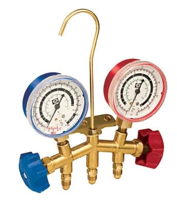 28586 JB Industries 2 Valve (BAR / PSI) Brass Manifold R-134A/R-404A/R-507A 63.5 mm Metric Gauges and 60" CCLE Hose Set 28586 JB Industries 2 Valve (BAR / PSI) Brass Manifold R-134A/R-404A/R-507A 63.5 mm Metric Gauges and 60" CCLE Hose Set