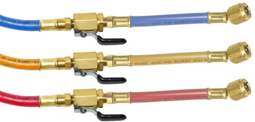CCLV-72 JB Industries 1/4" x 72" Enviro-Safe Charging Hose Set w/Ball Valve Whip End