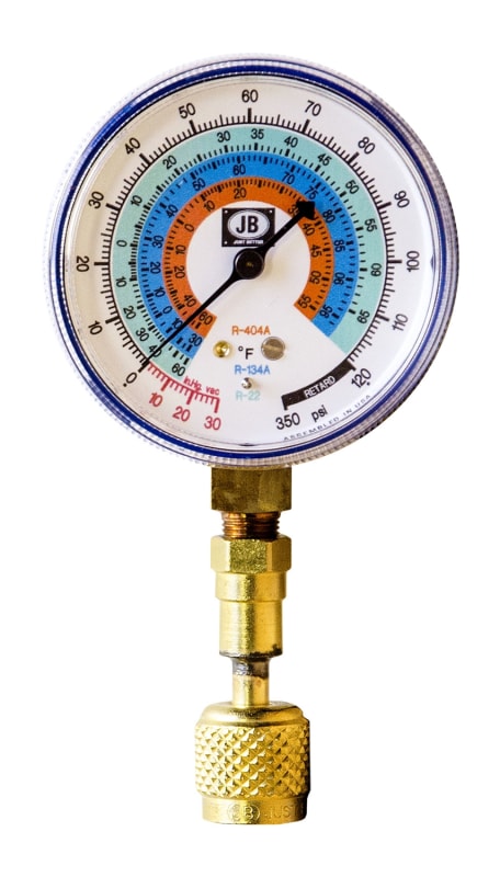 QC-G430 JB Industries 2-1/2" Compound (Low Side) Test Gauge 1/4" Female Quick Connect R22/R134A/R404A