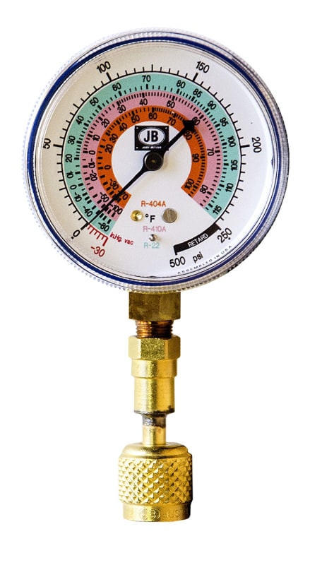 QC-G460 JB Industries 2-1/2" Compound (Low Side) Test Gauge 1/4" Female Quick Connect R22/R404A/R410A