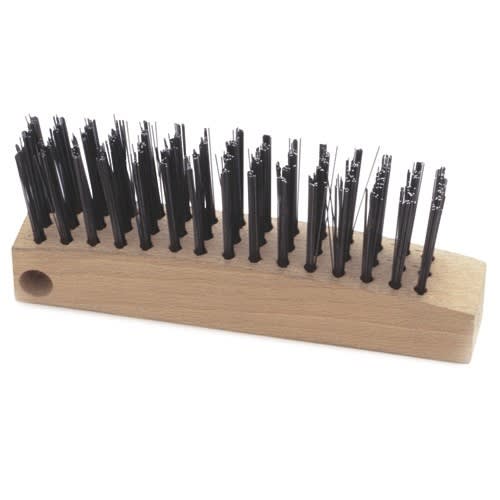 KH588 Lincoln Wooden Handle Wire Brush 3x15 Carbon Wire W/ Chipping Hammer
