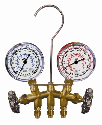 33103-MJ Mastercool Metric Brass Manifold W/63mm Gauges Only (M10 X P1.5)