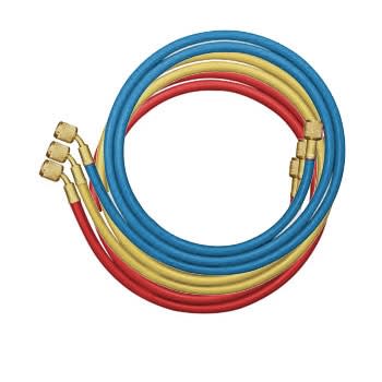 46336 Mastercool Set Of 3-36" Barrier Hoses W/Shut-Off Valve Fitting