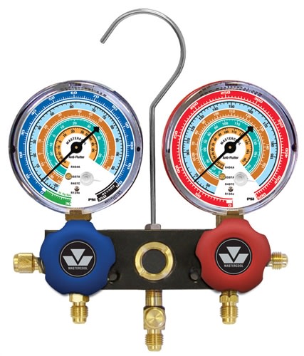 54172 Mastercool R404A R407C R507A R134A Aluminum 2-Way Manifold Gauge Set W/4-72" Standard Hoses 3 1/8"