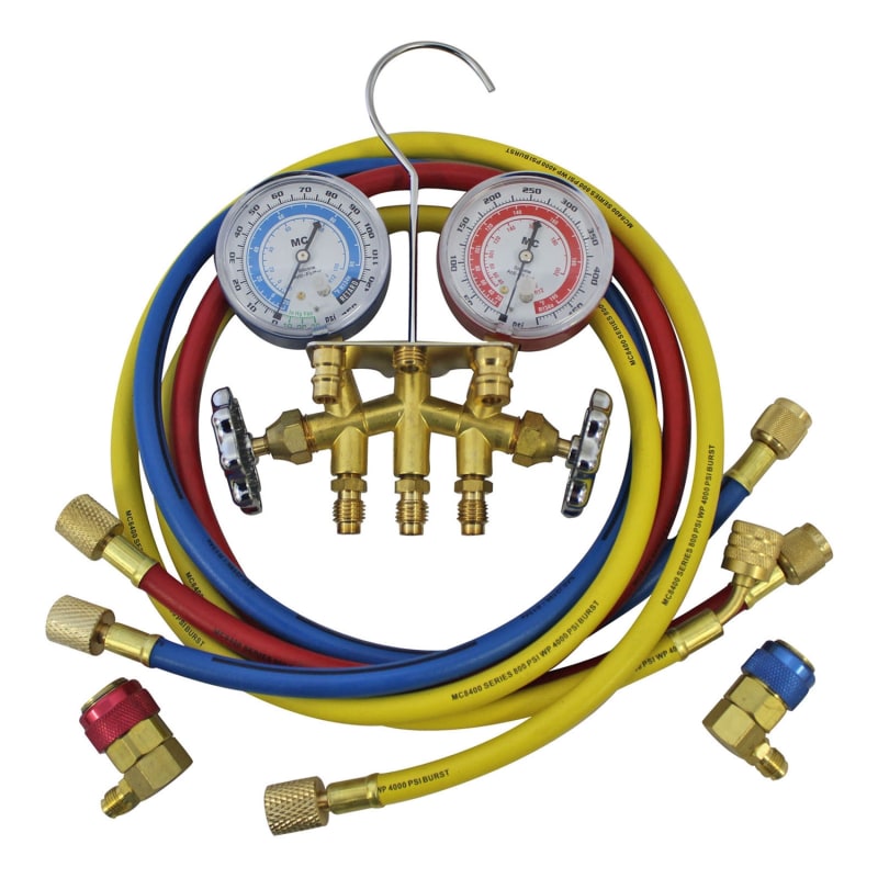 66660 Mastercool Brass R134A Manifold Gauge Set W/2 X 36" And 1X 60" Hoses