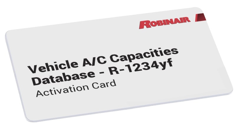 RO34002 Robinair R1234YF Vehicle A/C Capacities Database