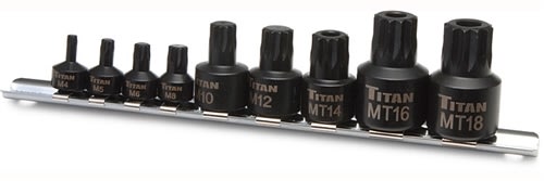 16138 Titan 9pc Stubby 12 Point Triple Square Bit Socket Set