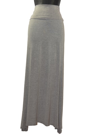 Lady's pointed heather gray maxi skirt