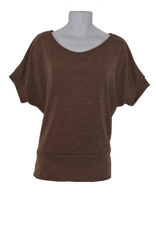 Brown crew neck women's plus size short sleeve top