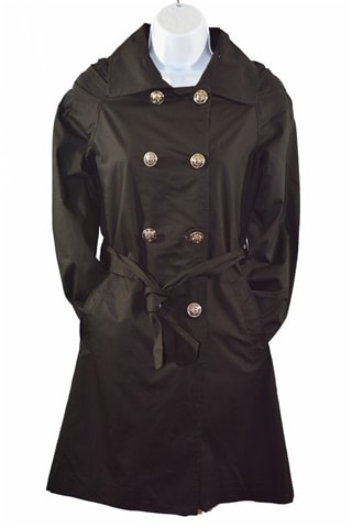 Lady's black Double-breasted Trench coat