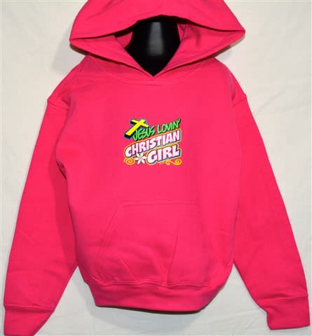 Christian Lovin Girl, fuchsia kangaroo pocket hoodie.