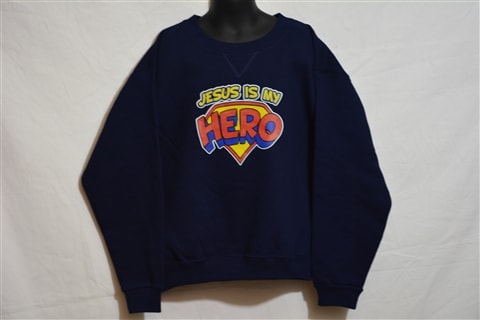 A kid's cotton, unisex sweatshirt, Jesus Is My Hero