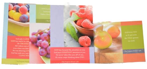 A christian encouraging four designs box card set; featuring three cards per design. That's 12 cards total.