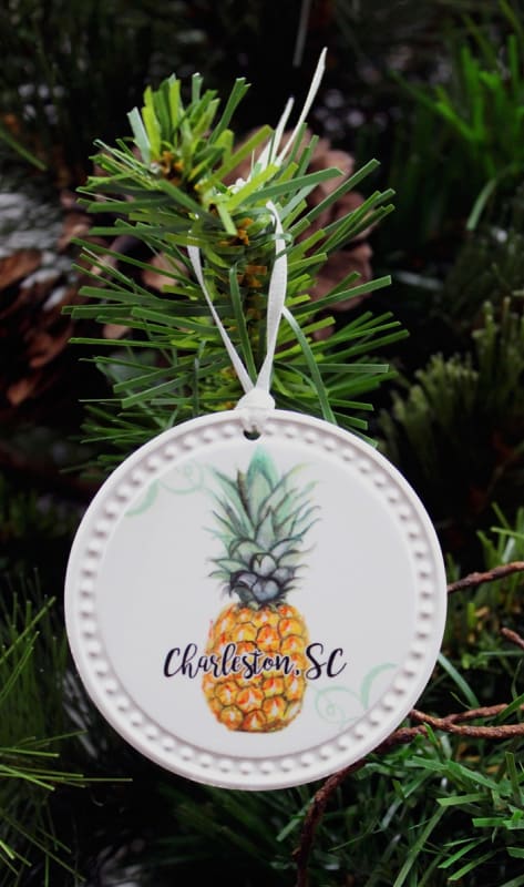 Round Ceramic Pineapple Ornament
