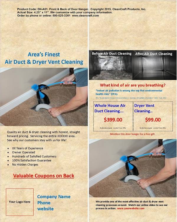 DH-A01:  Door Hanger - Air Duct Cleaning