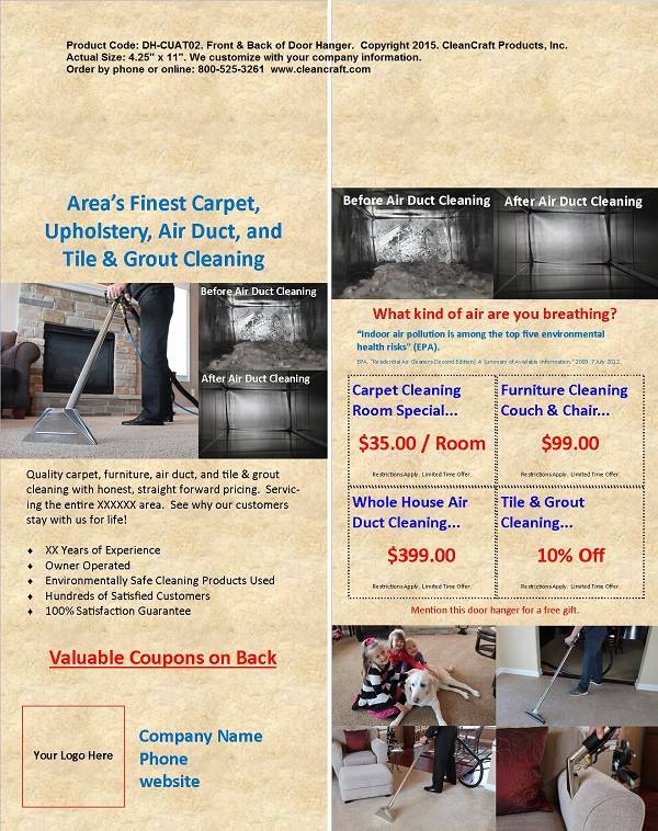 DH-CUAT02: Door Hanger - Carpet-Uph-Air Duct-Tile