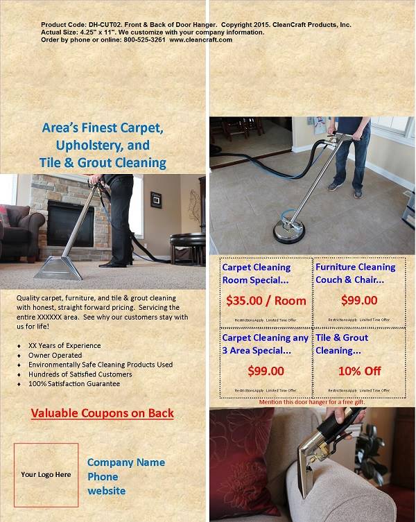 DH-CUT02: Door Hanger - Carpet-Upholstery-Tile