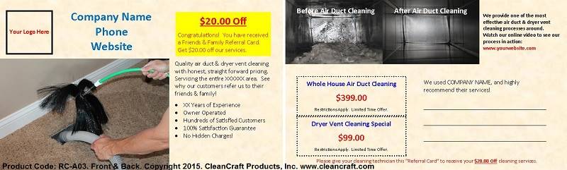 RC-A03:  Referral Card - Air Duct Cleaning