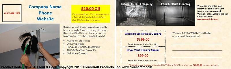 RC-A04:  Referral Card - Air Duct Cleaning