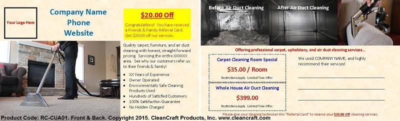 RC-CUA01: Referral Card - Carpet-Uph-AirDuct Clean