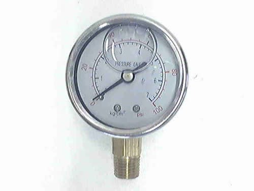 Pressure Gauge 1/4" NPT Bottom mount Oil Filled Gauge 100psi 2"