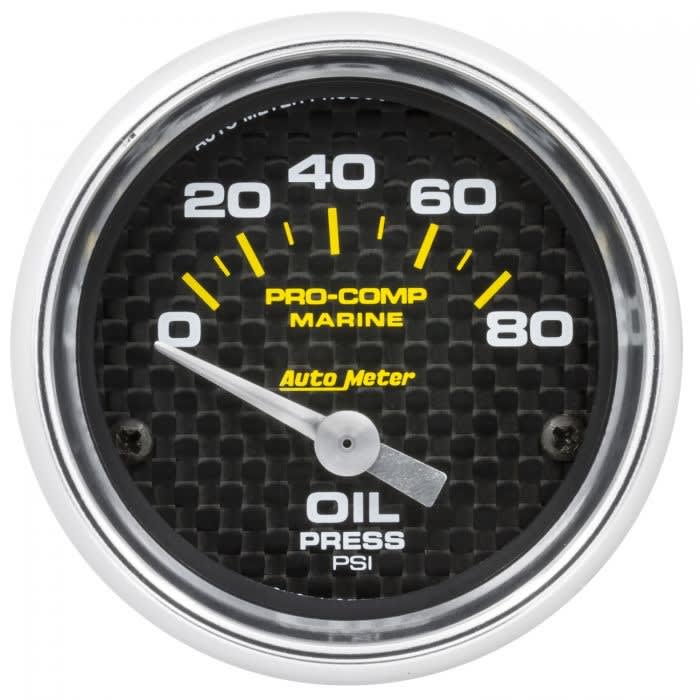 Auto Meter 200744-40 Oil Pressure Marine Carbon Fiber Gauge