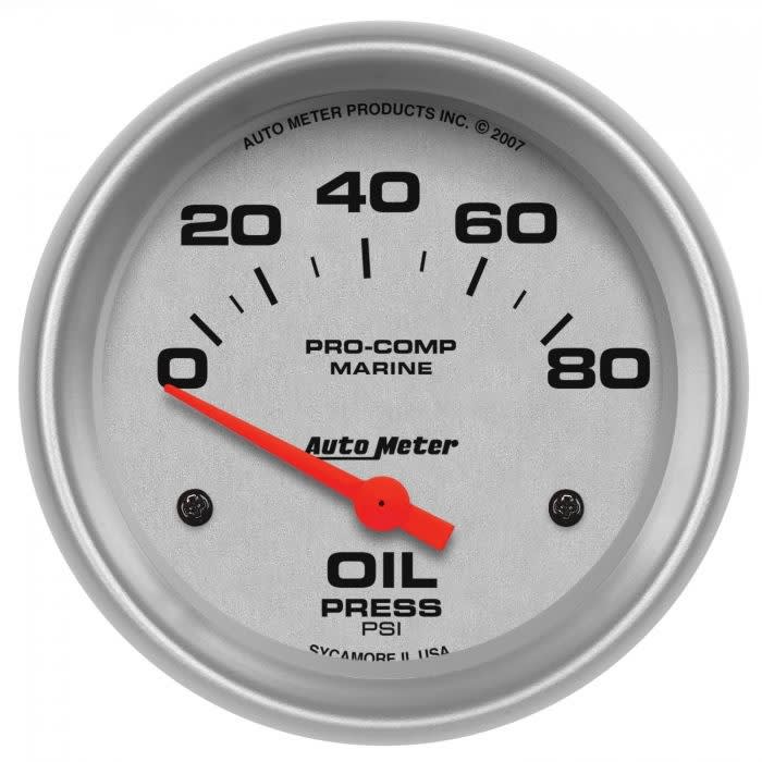 Auto Meter 200747-33 Oil Pressure Marine Silver Gauge