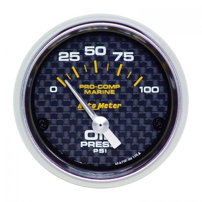 Auto Meter 200758-40 Oil Pressure Marine Carbon Fiber Gauge