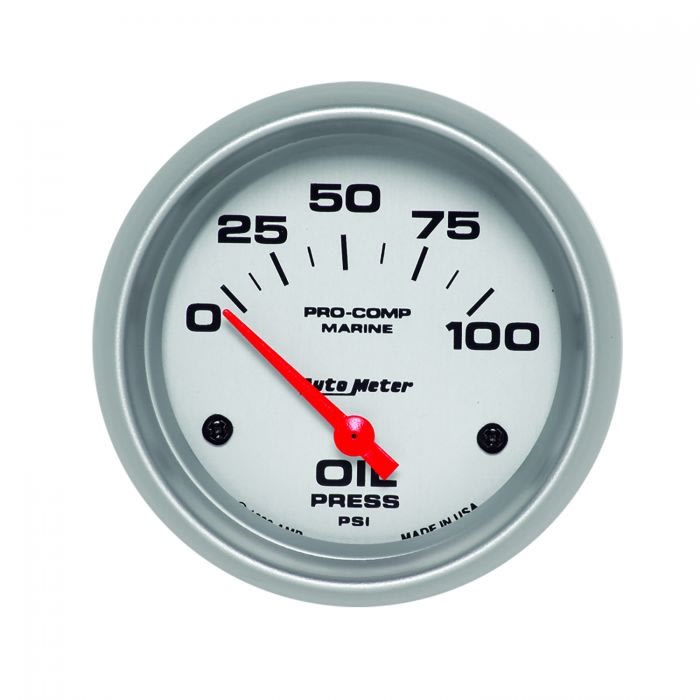 Auto Meter 200759-33 Oil Pressure Marine Silver Gauge