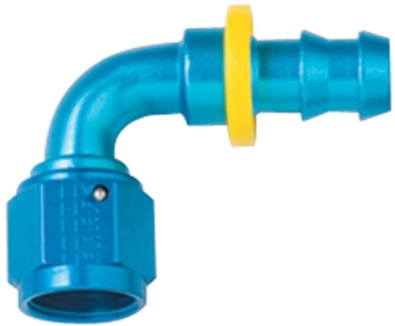 -16 Push-Lock 90 Deg Hose End Blue