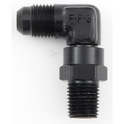 Fragola 3/8" NPT to 8 AN Male Swivel 90 Degree Black