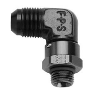 Fragola -8 AN 3/4-16 Thread ORB to -8 AN Male Swivel 90 Degree Black