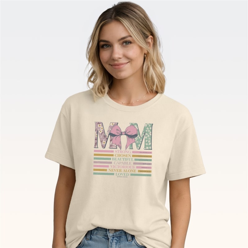 SC Soft Mom With Bow Front Print - Natural