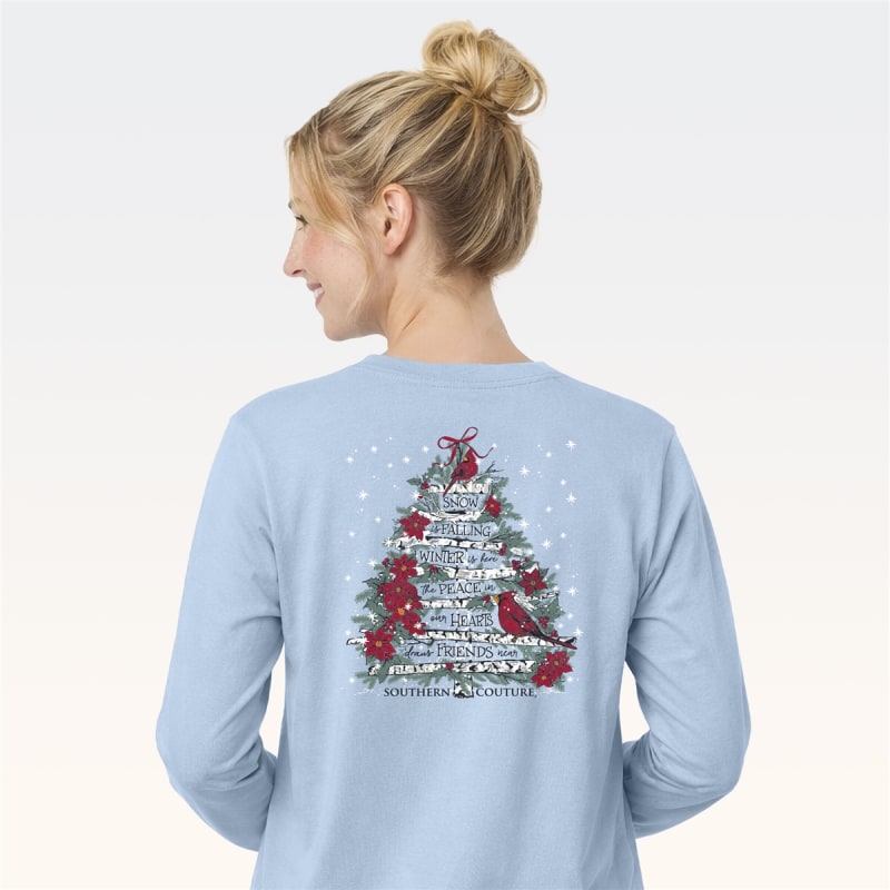 SC Classic Cardinal Bird Tree On LS - Light Blue