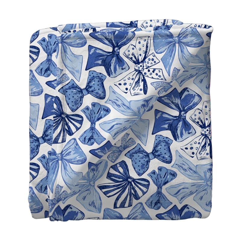 SC 50X80 Super Soft Blanket Preppy Blue Bows