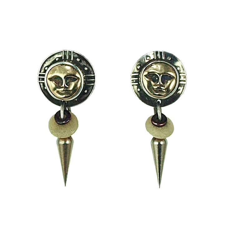 Tabra Bronze Moon Face Heishi Earrings