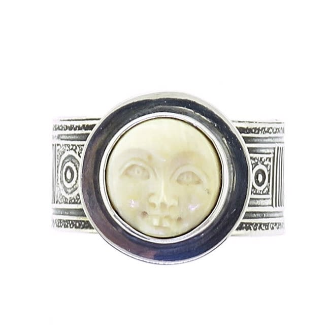 Tabra Bone Moon Face Ring