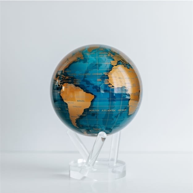 Blue and Gold Spinning MOVA Globe