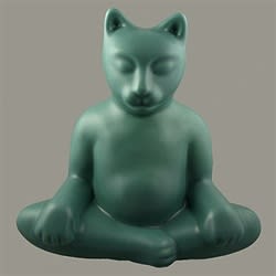 Buddha Cat Medium Statue in Jade