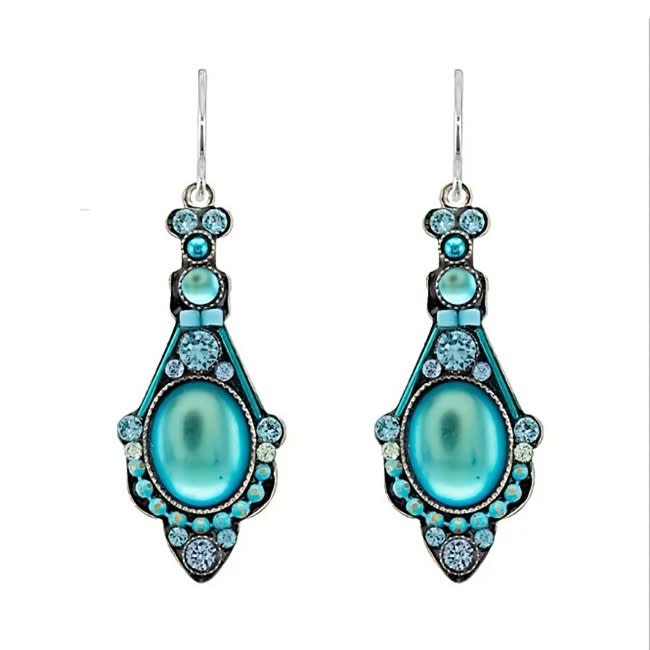 Firefly Moonlight Long Drop Elaborate Earring in Light Blue